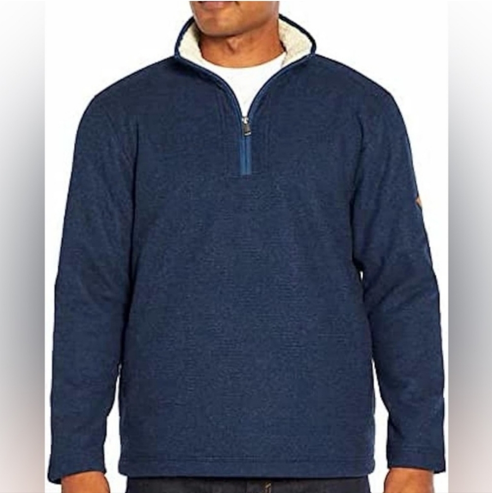 ORVIS Blue Quarter Zip Fleece Lined PulloverFabric type